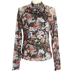 Dealmore Floral Mesh Mock Top Womens M Renaissance Dark Romantic Forest Fairy